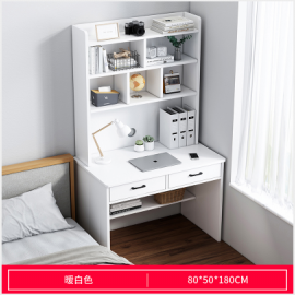 مكتب خشبي باللون الأبيض مع ارفف علوية jo-26