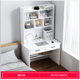 مكتب خشبي باللون الأبيض مع ارفف علوية jo-26