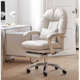 كرسي مكتب مع مسند اقدام باللون الأبيض jo-48