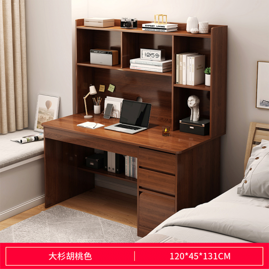 مكتب دراسي باللون البني مع ارفف وجوارير jo-7