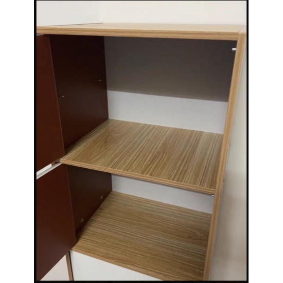 خزانة احذية بتصميم طولي باللون الابض والخشبي jo-42